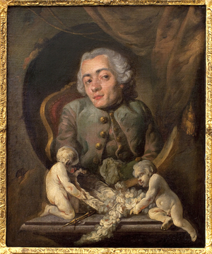 Portrait of a hunchback artist. Painting by Gabriel Jacques de Saint Aubin (1724-1780), oil on canvas. Art francais 18th century. Musee des Beaux Arts de Rouen.
