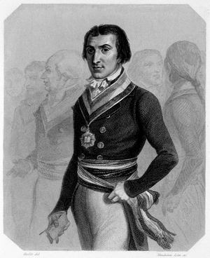 Portrait of Jacques Pierre Brissot dit Brissot de Warville (1754-1793), French journalist and politician. He founded the Societe des Amis des Blacks, a supporter of the abolition of slavery in “L'histoire des Girondins”” by Lamartine, 1847.