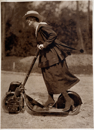 Woman on a motor trotinnet, 1917 -