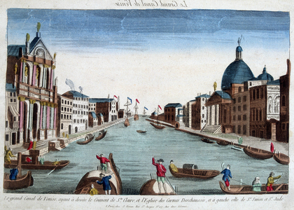 The great canal of Venice. On the right: the Convent of Santa Claire and the Church of Carmes Deschaussés. Left: Church of St. Simon and St. Jude.