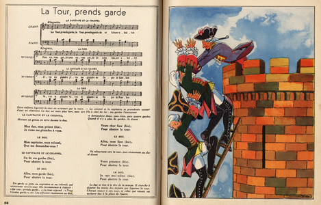 The tower, be careful. nursery rhyme (children's song) (engraving)