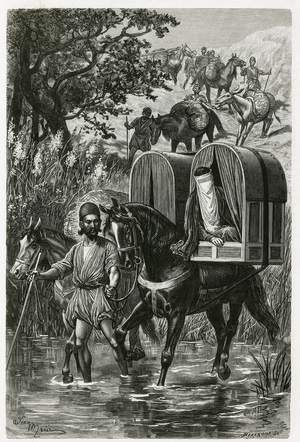 Kadjaveh de la femme d'un marchand d'eau de rose (Iran), 19th century (engraving)