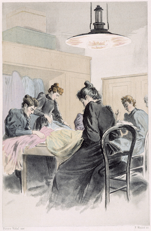 Un atelier de couture - in “” Nos contemporains”” by Octave Uzanne, 1894