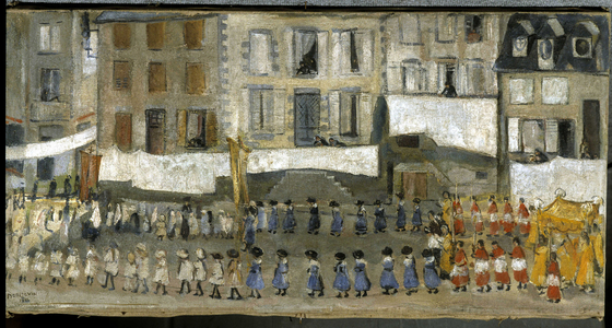 Religious procession, place d'Estouville in Avranches - by Bergevin, Musée d'Avranches