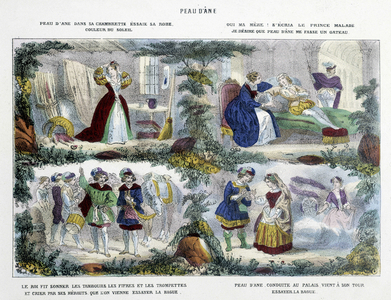 Peau d'âne - in “” Historiettes naïve et enfantines”” by Perrault, ed. Haguenthal, 19th century