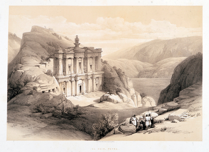 El Deir, Petra, drawing made on 08/03/1839 in “” The Holy Land””, London-1849