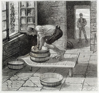 Work of the Tomme by a cheese maker from Auvergne - in “” The wonders of the industry”” by Louis Figuier, 19th century