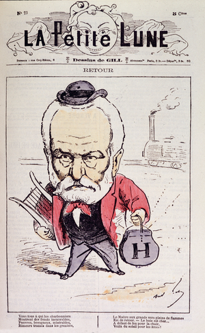 Return (return to France of Victor Hugo in 1870 after his exile) - by Gill, in “La Petite Lune”, 1878