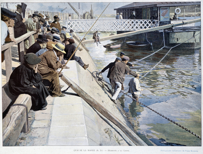 View of Paris, the fishermen at the Quai de la Rapee line in 1896.