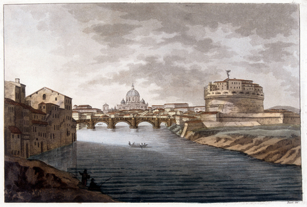 Castle Sant'Angelo (Sant'Angelo) and Ponte Sant'Angelo in Rome - in “” The old and modern costume””” by Dr. Jules Ferrario, ed. Milan, 1819-20