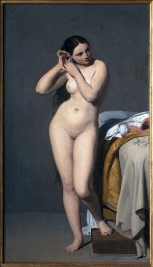 Naked has the console. Painting by Paul Jourdy (1805-1856), oil on canvas. French Art, 19th century. Musee Ingres, Montauban.
