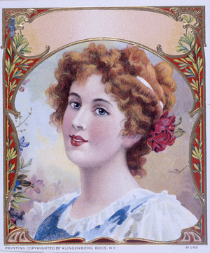 Portrait of Woman - cigar label, chromolithography, n.d., v.1900