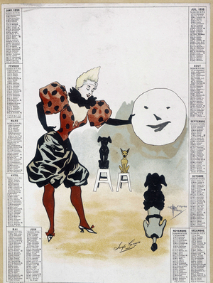 Circus: the learned dogs - calendar, Arts Deco.