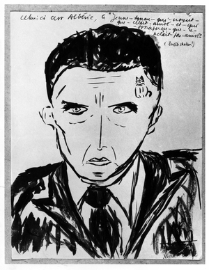 Portrait of Alberic. Drawing by Albert Camus (1913-60). Watercolour on paper. - coll. Debrenne.