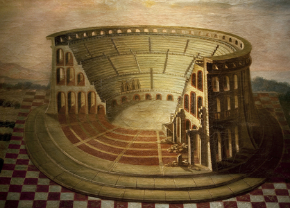 Angers, Grohan amphitheatre (Grohan) (ca. 115 AD). Painting by Marie Louis Claude Coulet de Beauregard (18th century), oil on canvas, last quarter of the 18th century. Museum of Fine Arts in Angers.