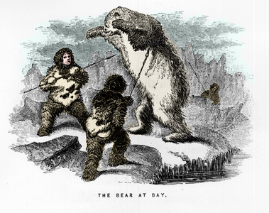 Eskimos killing a polar bear - in “” Artic exploration in the years 1853, 54, 55” by Elisha Kent Kane, 1856.