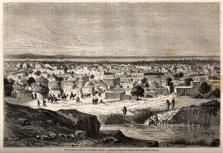 View of Kano (city and state north of present-day Nigeria), warehouse of central Sudan, drawing by Lancelot, to illustrate the journey of 1849-1855, to the centre of Africa of Dr. Henri Barth. Engraving in “” Le tour du monde, nouveau journal des voyages”” Paris, 1860. Selva's collection.