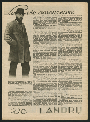 The love life of Henri Desire Landru, illustration from 'Police Magazine', 14th December 1930 (photolitho)