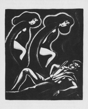 Opium smoker, illustration from 'Black Opium' by Claude Farrere (1876-1957) New York, issued privately by Robert C. Fairberg, preface by Pierre Louys (1870-1925) 1931 (b/W litho)