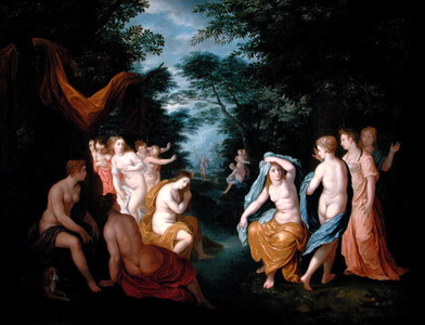 Diana and Acteon (oil on copper)