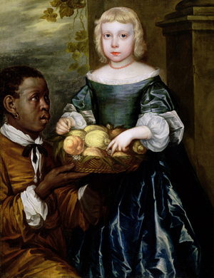 A Young Girl Being Offered a Basket of Fruit by a Servant, c.1650 (oil on canvas)
