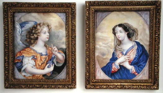 A pair of miniatures depicting the Annunciation (gouache on vellum)