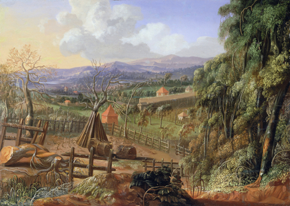 Fall Landscape in England with an Impending Storm, c.1735 (oil on panel)