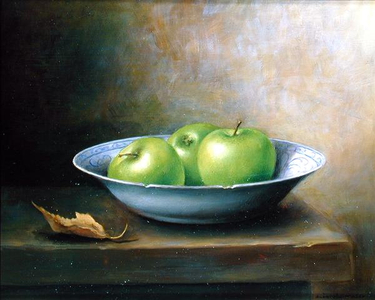 Bowl of Apples, 1984 (oil on board)