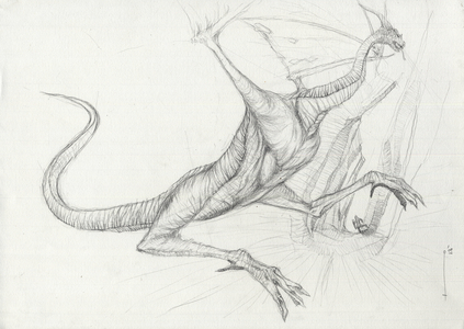 Fantastic Creature: A Dragon Pencil Sketch by Alessandro Lonati