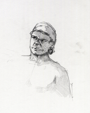 Portrait of a pirate (privateer) or bust of a sailor. Drawing by Alessandro Lonati.