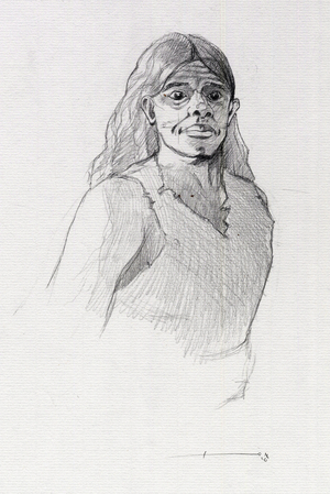 Portrait of a pirate (privateer) or bust of a sailor. Drawing by Alessandro Lonati.