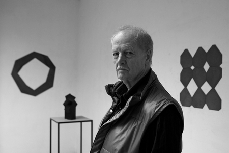 Portrait of Norman Dilworth, English sculptor, in his studio in Lille in 2009.