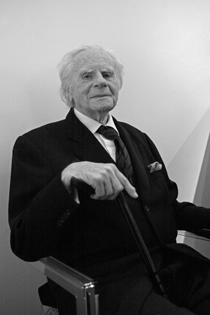 Portrait of Roland de la Poype, French industrialist specialises in plastics (inventor of Citroen Mehari), former member of the Normandy-Niemen hunting group (Normandy Niemen). Galerie Pierre-Alain Challier (Pierre Alain). Paris on 27 May 2009.