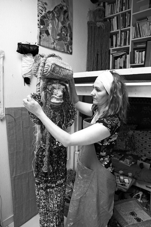 Portrait of Patricia Berquin, French artist, in her studio in Montreuil sous Bois in 2007.