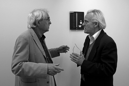 Daniel Pandini, French painter, Emmanuel, French artist. Pandini Exhibition. Galerie Cour Carree in Paris on September 10, 2009.