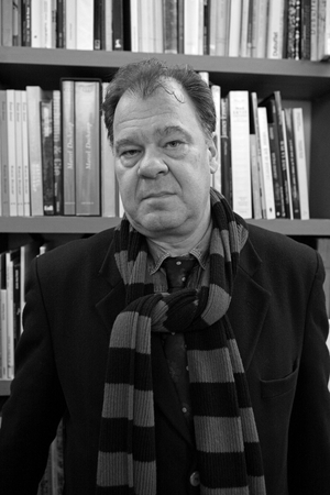 Portrait of Joel Ducorroy, French artist. Presentation of Ariane editions. Librairie Mazarine in Paris on 10 December 2009.