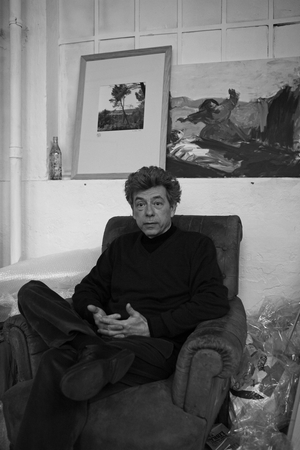 Portrait of Patrice Giorda, French painter, in his workshop in Lyon in 2008.