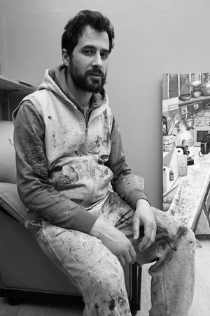 Mathieu Cherkit, French painter, in his studio in Saint Cloud, March 9, 2017.
