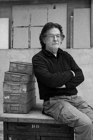 Portrait of Dominique Thiolat, French painter, in his studio in Montreuil in 2009.
