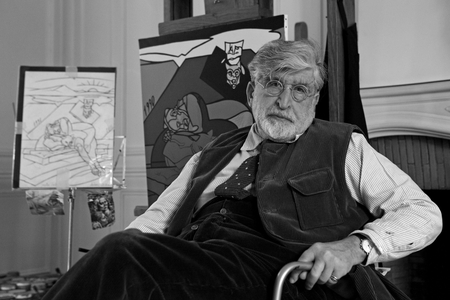 Portrait of Valerio Adami, Italian painter, in his studio in Paris in 2008.
