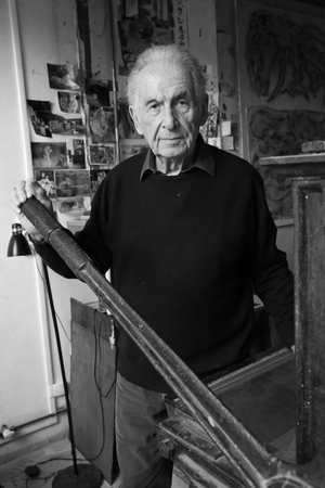 Jean Clerte, French painter, in his studio in Paris on February 22, 2018.