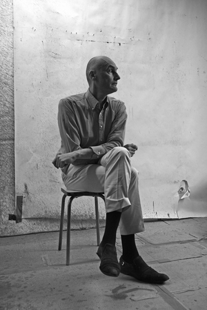 Portrait of Marc Desgrandchamps, painter, in his studio in Lyon in 2008.