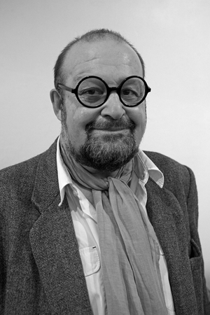 Portrait of Michel Meynaud, French composer. Opening of the exhibition Axel Cassel. Galerie Koralewski in Paris on 28 November 2009.
