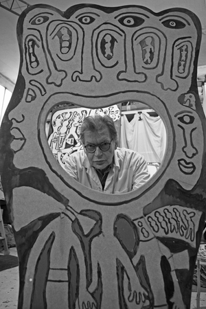 Portrait of Yvon Taillandier, French painter, in his studio in Paris in 2007.