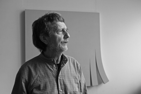 Portrait of Andre Stempfel, French painter, in his studio in Paris in 2008.