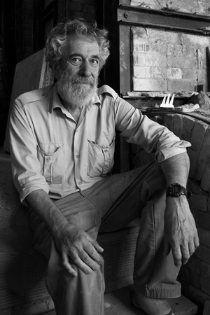 Portrait of Jean-Michel Doix (Jean Michel), French ceramist, in his workshop in Coulanges sur Yonne on August 31, 2009.
