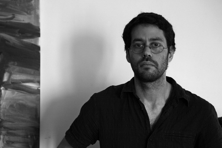 Portrait of Youcef Korichi, French painter, in his workshop of Ivry sur Seine in 2008.
