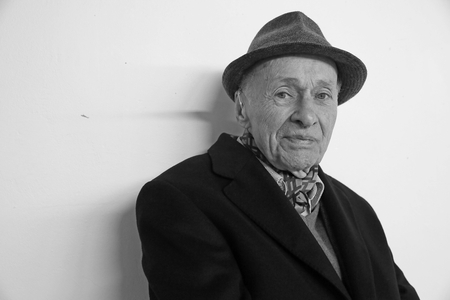 Jacques Villegle, French visual artist and painter, in his studio in Paris on March 3, 2015.