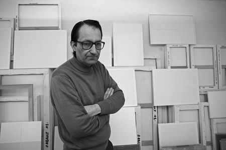 Portrait of Jean Brault, French painter, in his workshop in Charenton Le Pont in 2008.