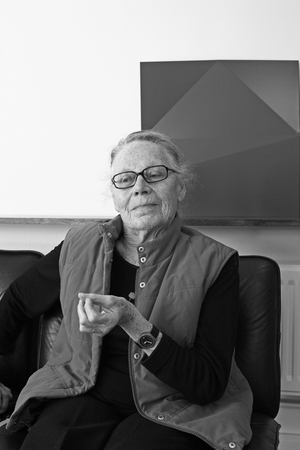 Portrait of Vera Molnar, painter, in her studio in Paris in 2007.
